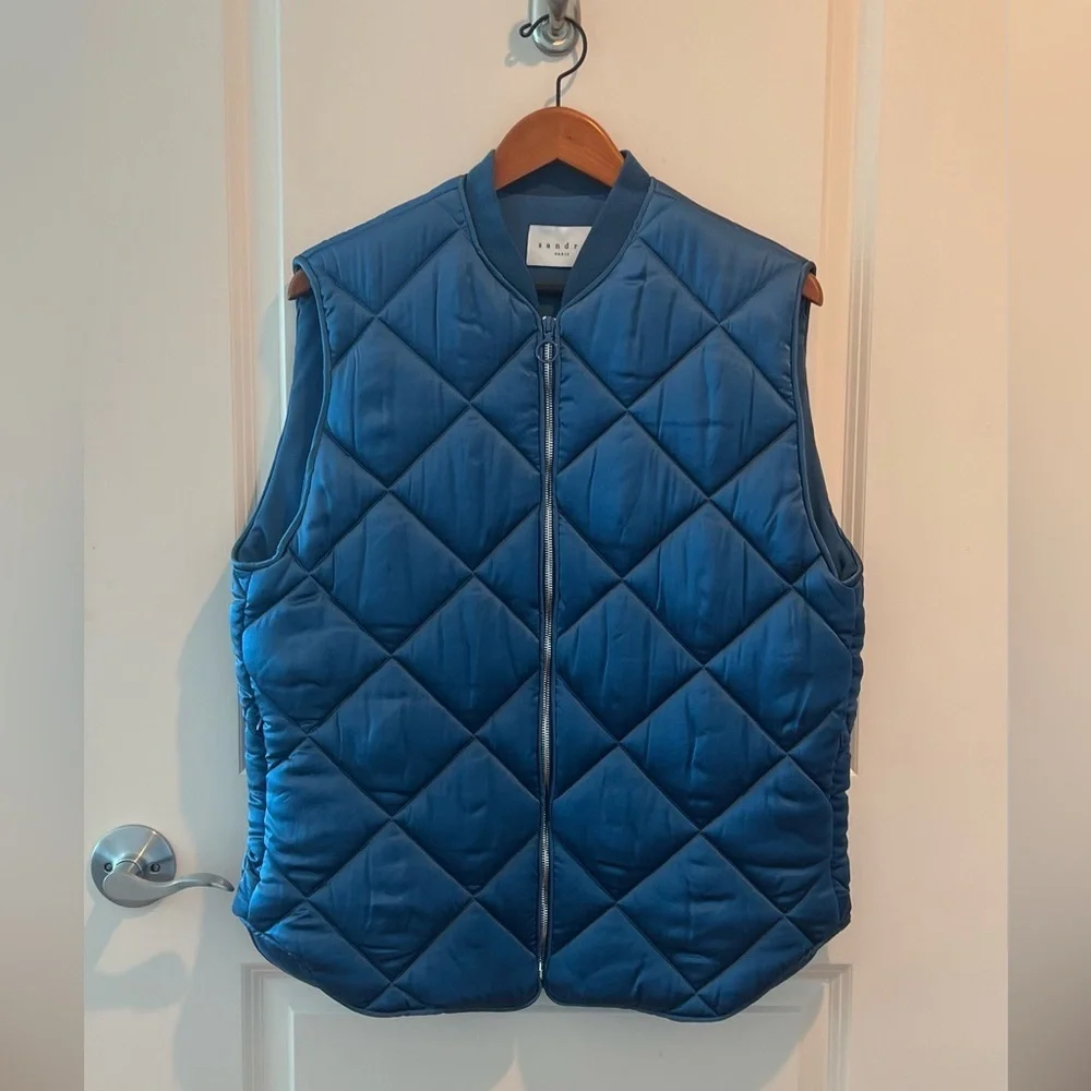 Sandro Blue Oversized Quilted Puffy Vest - Picture 2 of 16